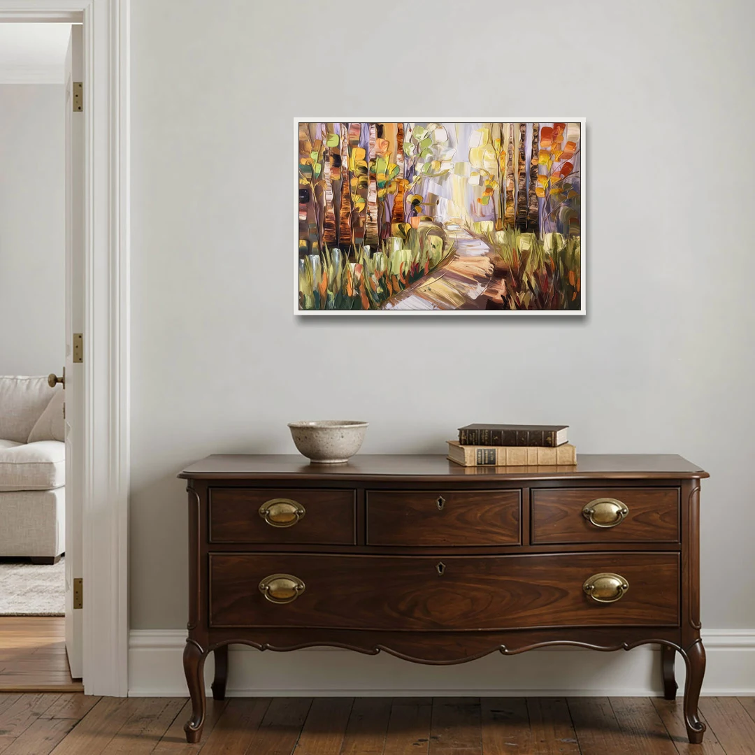 Grand Rapids Seasonal Foliage - White Framed Canvas Wall Art - Coffee Table - 36x24