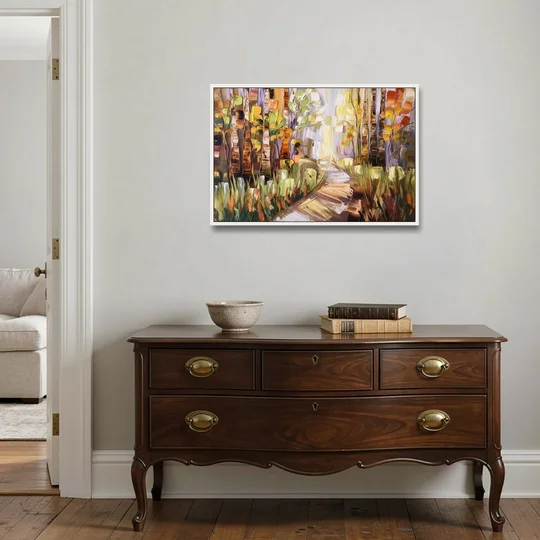Grand Rapids Seasonal Foliage - White Framed Canvas Wall Art - Coffee Table - 36x24