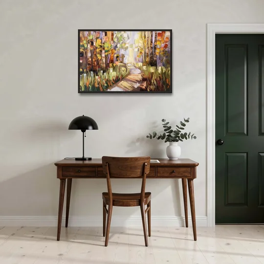 Grand Rapids Seasonal Foliage - Black Framed Canvas Wall Art - Office - 36x24