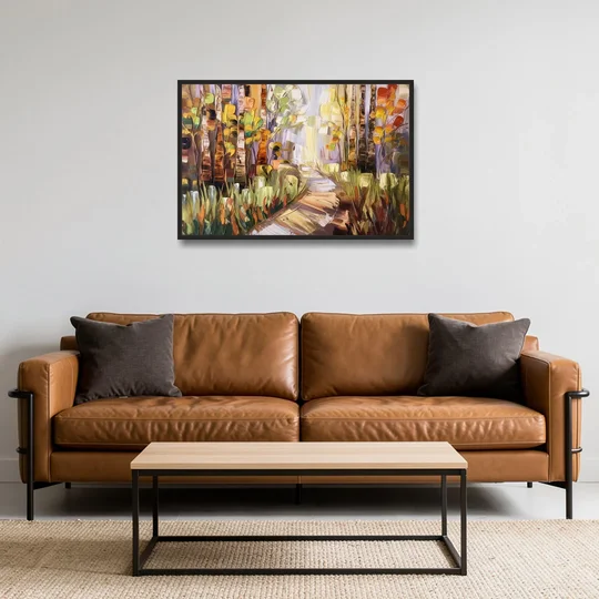 Grand Rapids Seasonal Foliage - Black Framed Canvas Wall Art - Sofa - 36x24