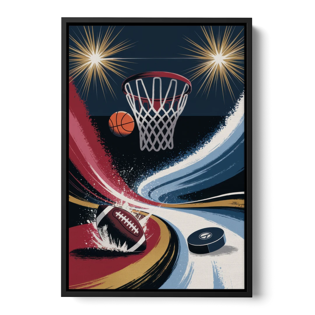 Grand Rapids Sports Team Pride - Black Framed Canvas Wall Art - Front