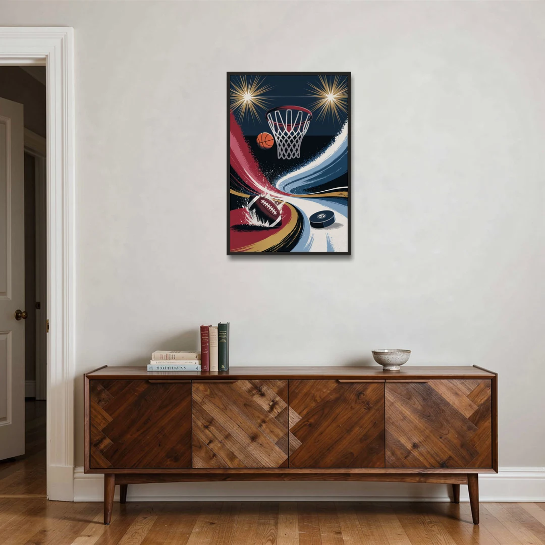 Grand Rapids Sports Team Pride - Black Framed Canvas Wall Art - Coffee Table - 24x36