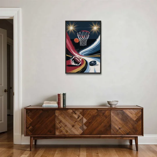 Grand Rapids Sports Team Pride - Black Framed Canvas Wall Art - Coffee Table - 24x36