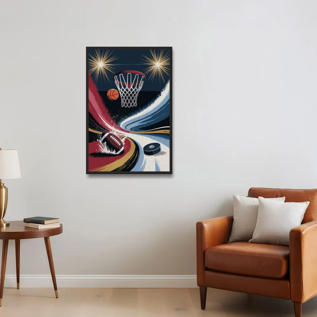 Grand Rapids Sports Team Pride - Black Framed Canvas Wall Art - Sofa - 24x36