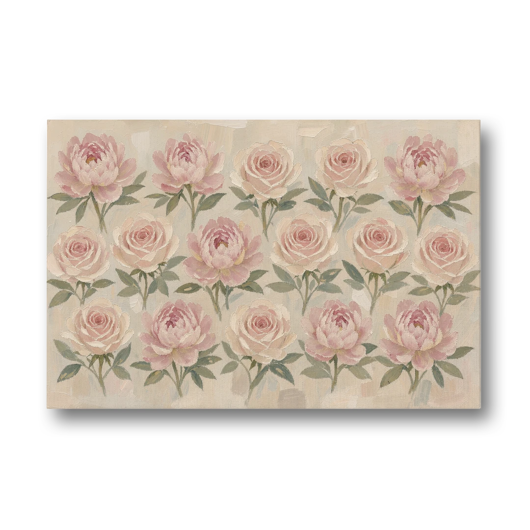 Grandmillennial Wall Art of Peonies and Garden Roses - Canvas Wall Art - Front
