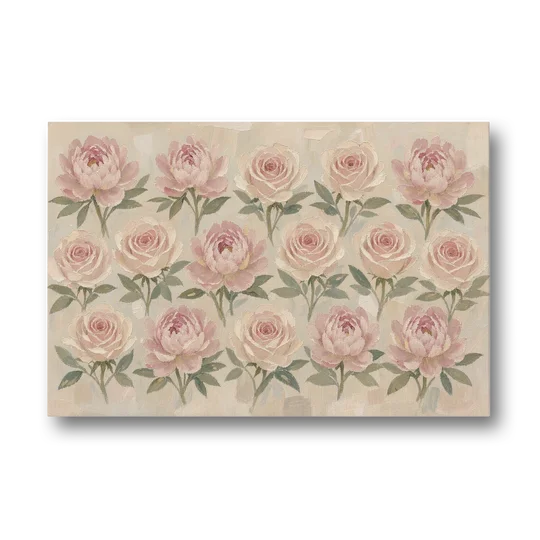 Grandmillennial Wall Art of Peonies and Garden Roses - Canvas Wall Art - Front