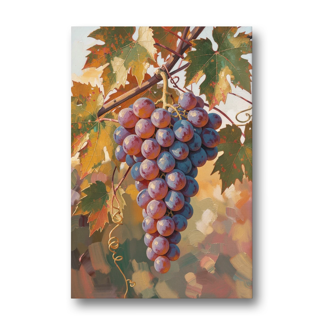 Grapes in Late Vine Light for the Dining Room - Canvas Wall Art - Front