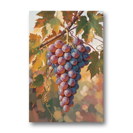 Grapes in Late Vine Light for the Dining Room - Canvas Wall Art - Front