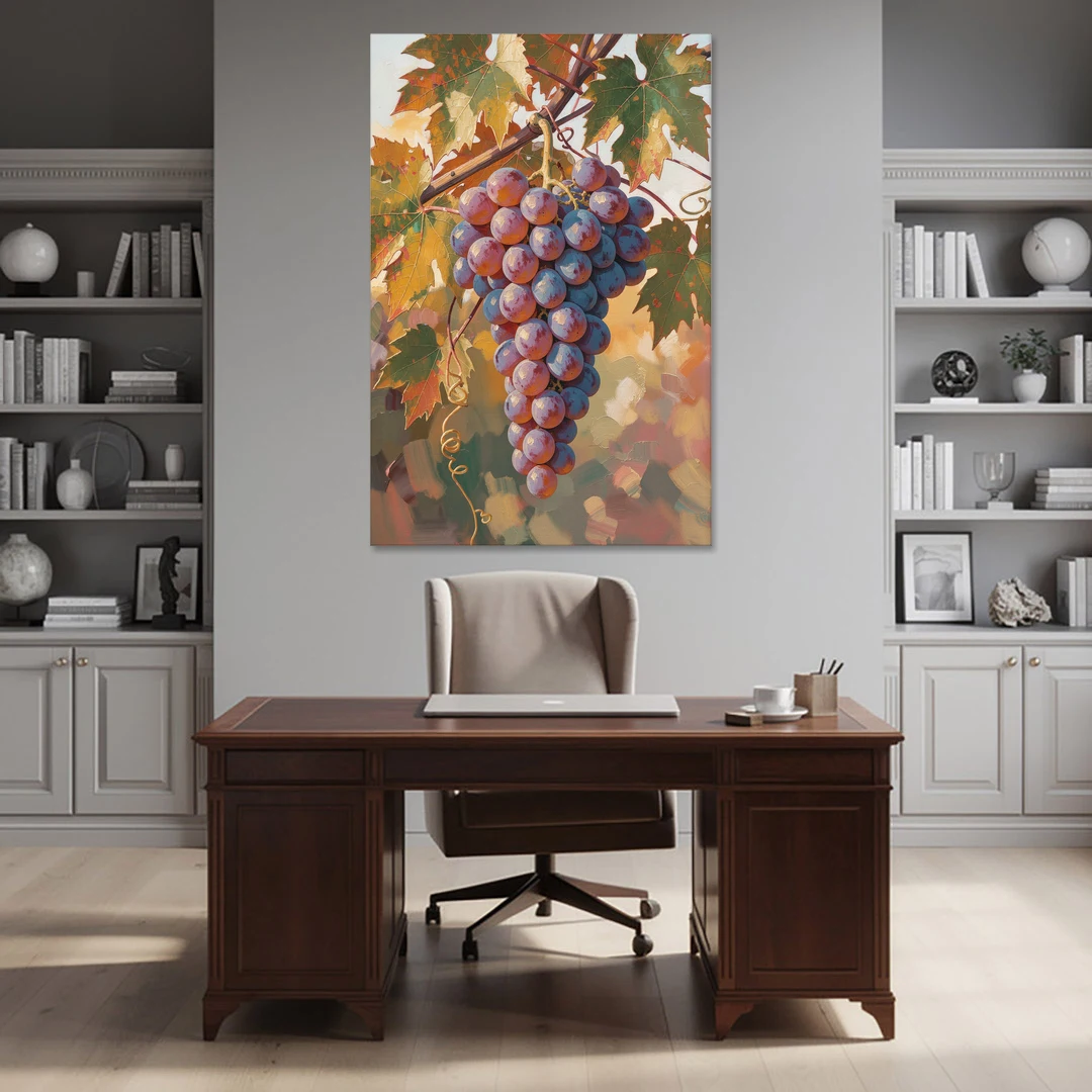 Grapes in Late Vine Light for the Dining Room - Canvas Wall Art - Office - 40x60