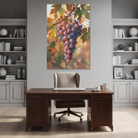 Grapes in Late Vine Light for the Dining Room - Canvas Wall Art - Office - 40x60