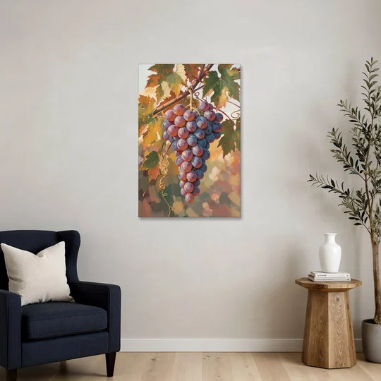Grapes in Late Vine Light for the Dining Room - Canvas Wall Art - Sofa - 24x36