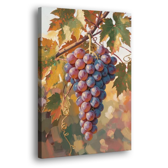 Grapes in Late Vine Light for the Dining Room - Canvas Wall Art - Side