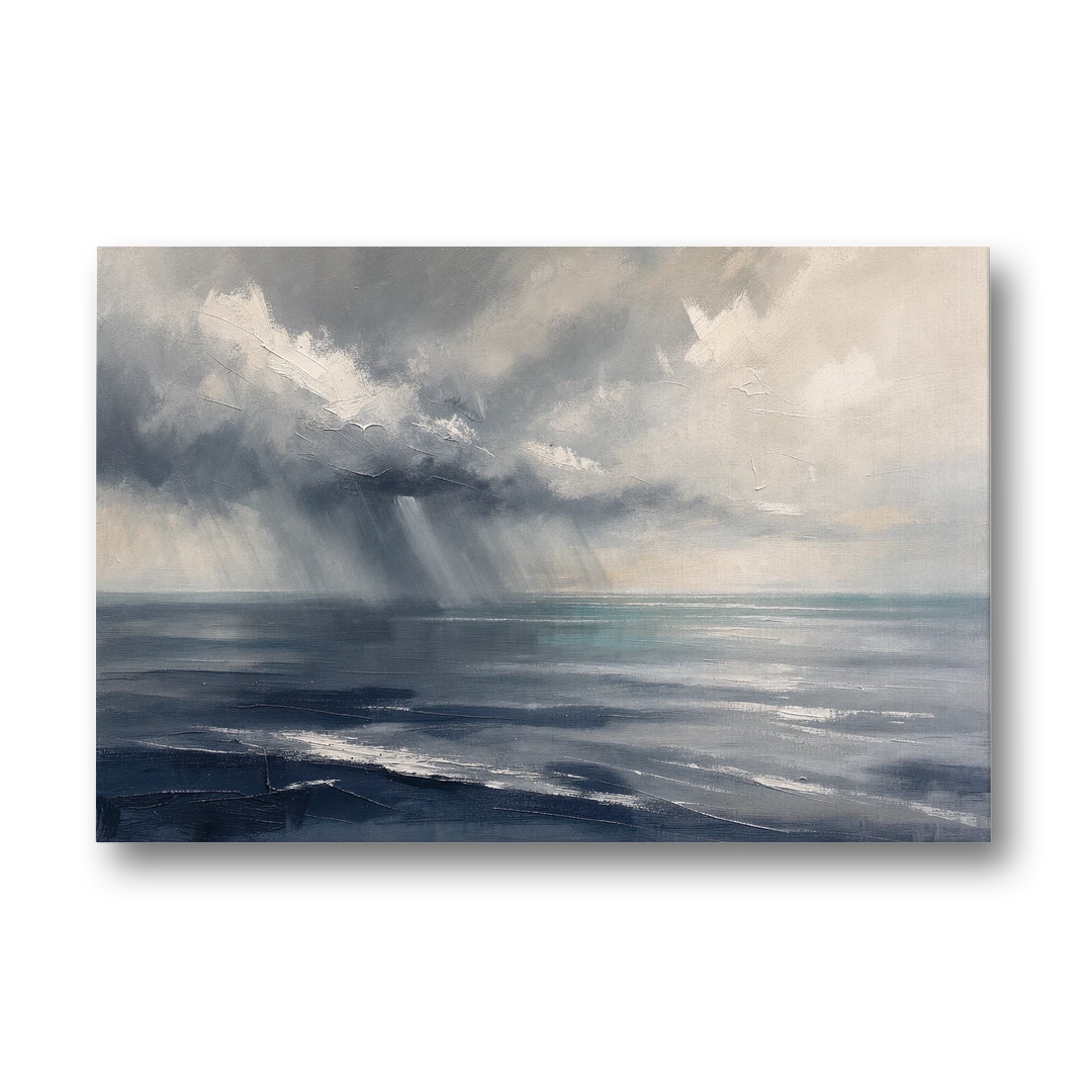 Gray and Blue Wall Art of a Sea Squall - Canvas Wall Art - Front