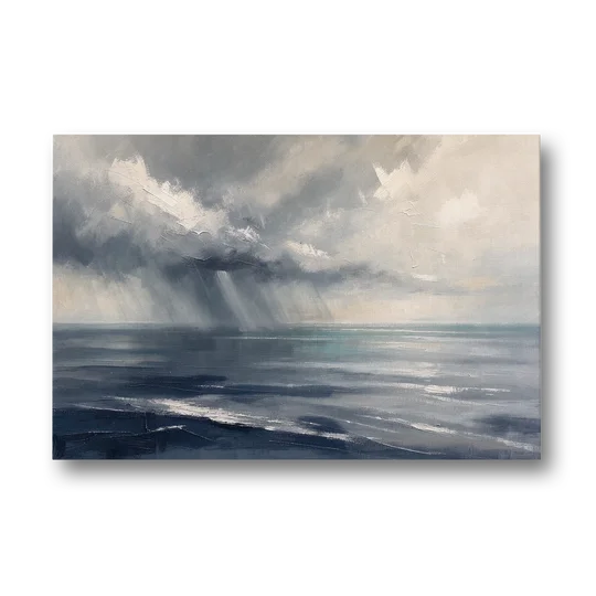 Gray and Blue Wall Art of a Sea Squall - Canvas Wall Art - Front