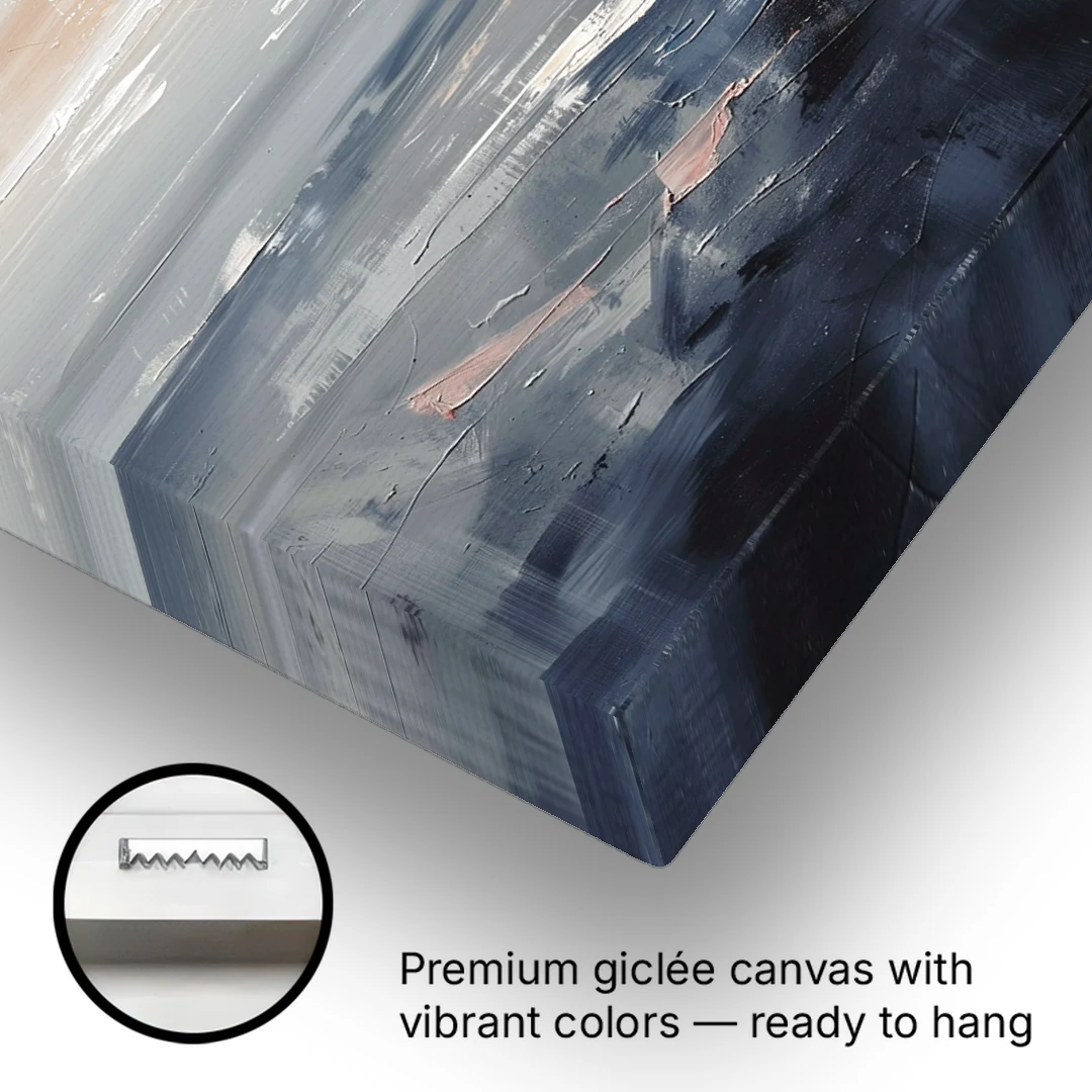 Gray Rain Curtain at Sea for the Bathroom - Canvas Wall Art - Gallery Wrap Corner