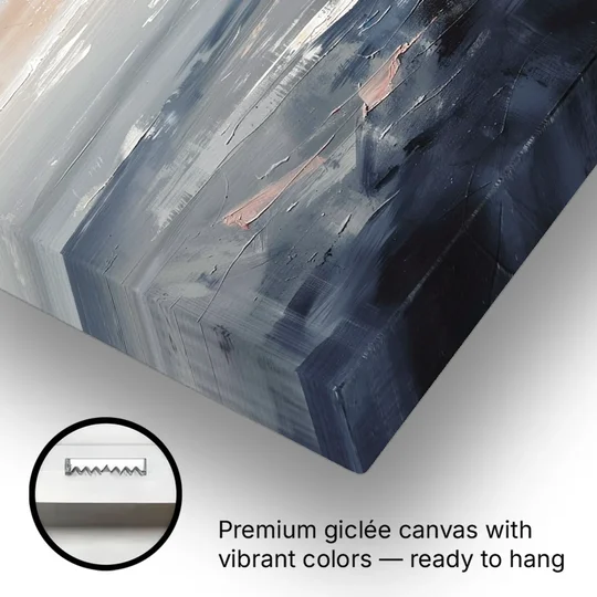 Gray Rain Curtain at Sea for the Bathroom - Canvas Wall Art - Gallery Wrap Corner