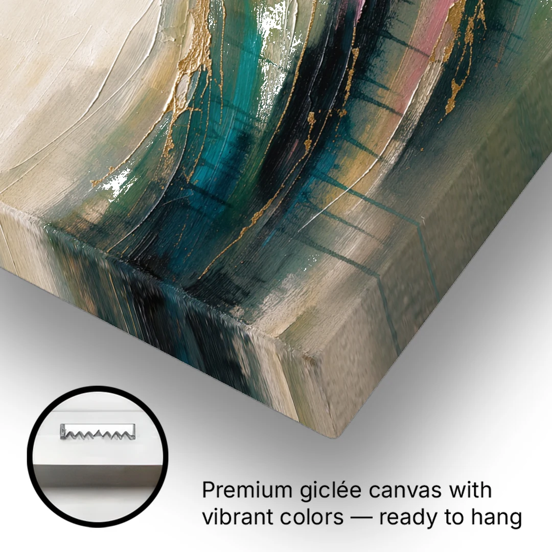 Green Abstract Emerald Tide with Gold Veins - Canvas Wall Art - Gallery Wrap Corner