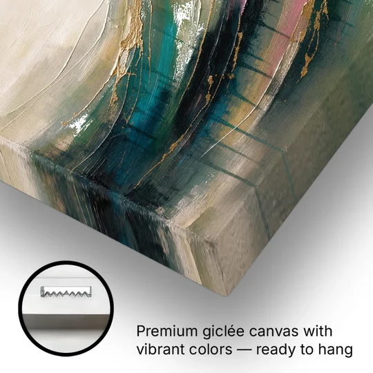 Green Abstract Emerald Tide with Gold Veins - Canvas Wall Art - Gallery Wrap Corner