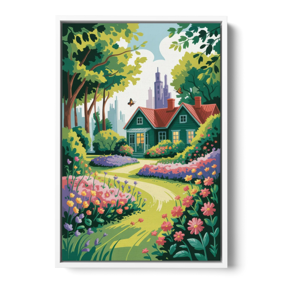Green Gables Heritage - White Framed Canvas Wall Art - Front