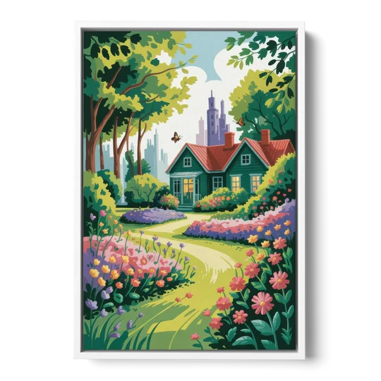Green Gables Heritage - White Framed Canvas Wall Art - Front