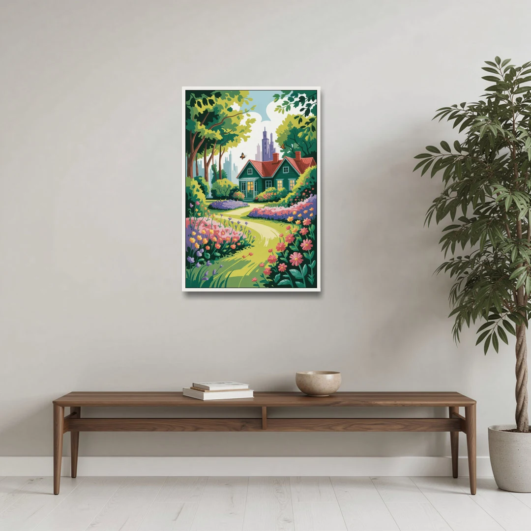Green Gables Heritage - White Framed Canvas Wall Art - Coffee Table - 24x36