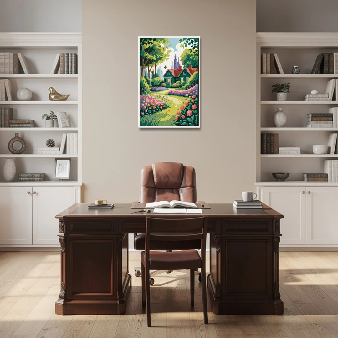 Green Gables Heritage - White Framed Canvas Wall Art - Office - 24x36