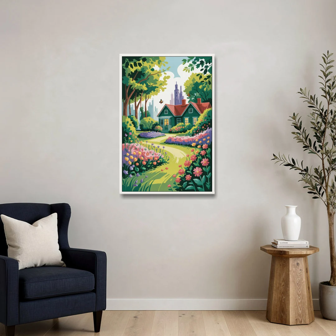 Green Gables Heritage - White Framed Canvas Wall Art - Sofa - 24x36