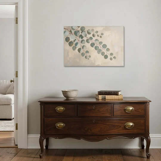 Greenery Wall Art of Trailing Silver Dollar Eucalyptus - Canvas Wall Art - Coffee Table - 36x24