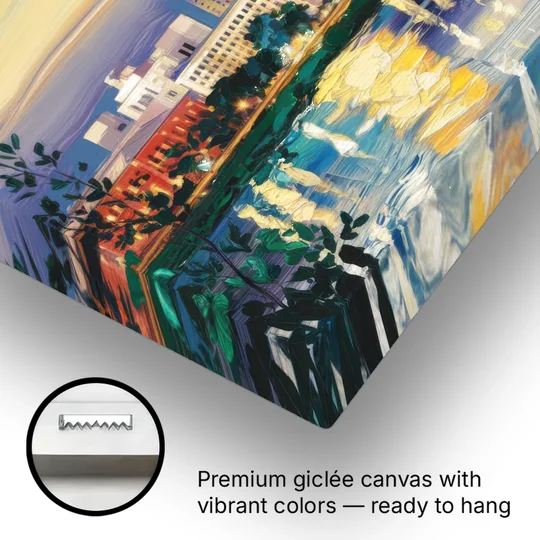 Greensboro Cityscape Panorama - Canvas Wall Art - Gallery Wrap Corner