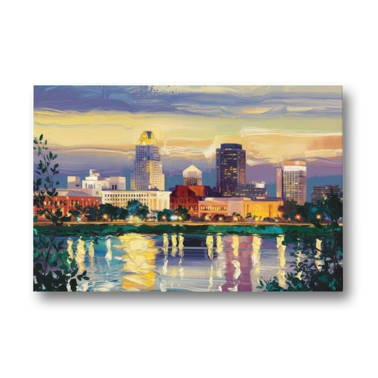 Greensboro Cityscape Panorama - Canvas Wall Art - Front