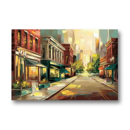Greensboro Downtown Streetscape - Canvas Wall Art - Front