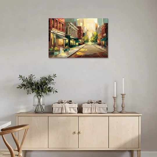 Greensboro Downtown Streetscape - Canvas Wall Art - Coffee Table - 36x24