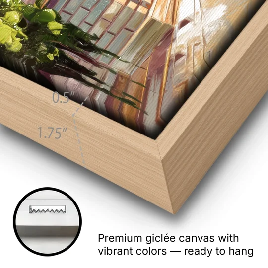 Greensboro Historic Architecture - Oak Framed Canvas Wall Art - Gallery Wrap Corner