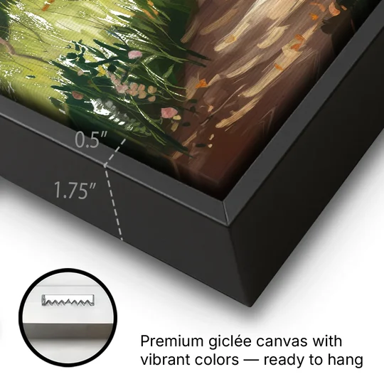 Greensboro Nature Trails - Black Framed Canvas Wall Art - Gallery Wrap Corner