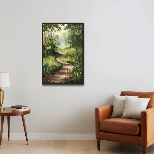 Greensboro Nature Trails - Black Framed Canvas Wall Art - Sofa - 24x36