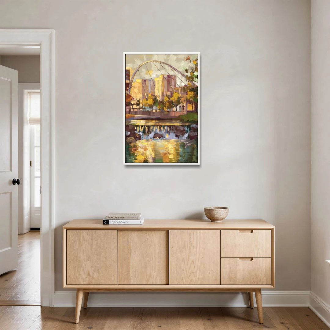 Greenville Downtown Streetscape - White Framed Canvas Wall Art - Coffee Table - 24x36
