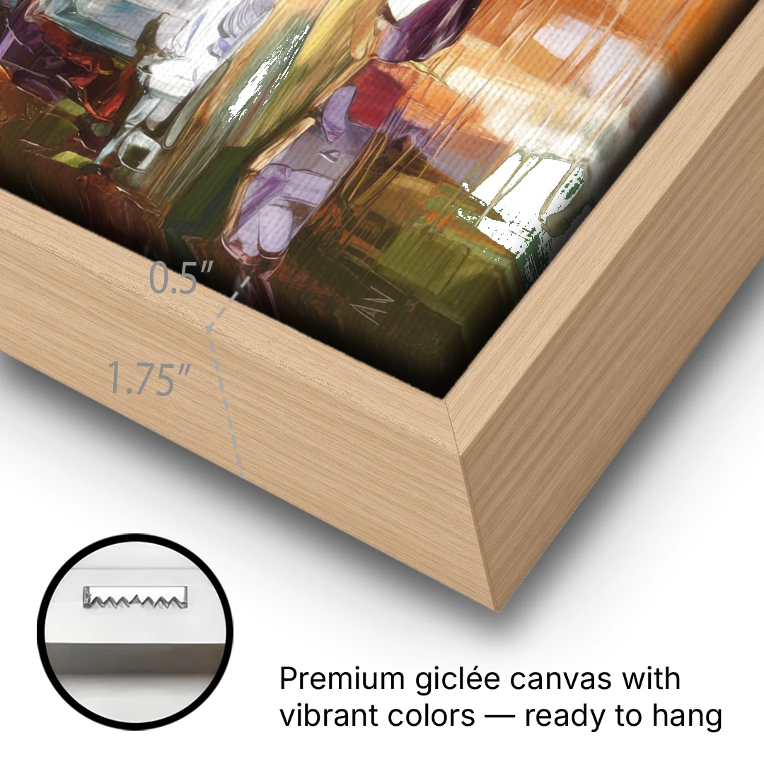Greenville Historic Landmarks - Oak Framed Canvas Wall Art - Gallery Wrap Corner