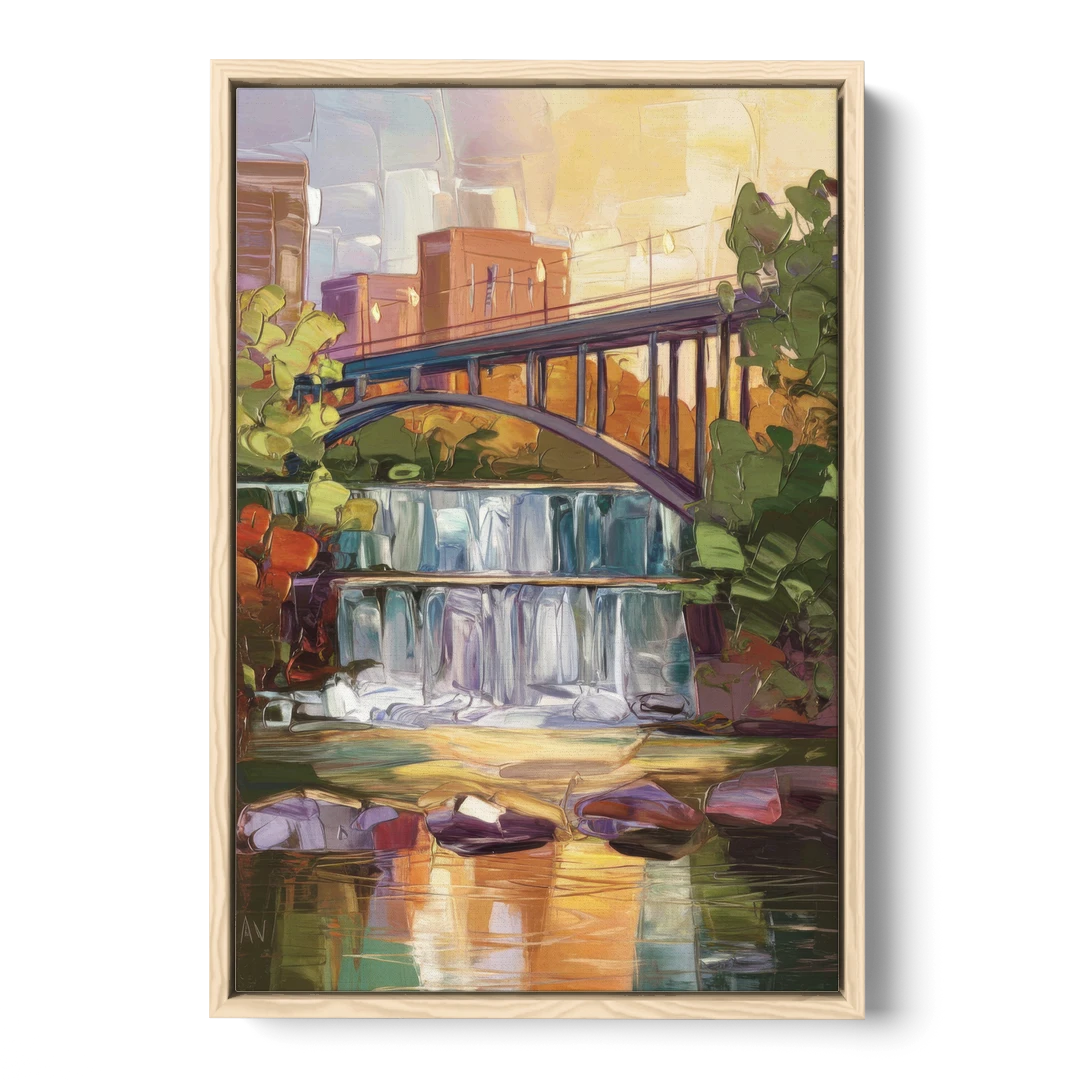 Greenville Historic Landmarks - Oak Framed Canvas Wall Art - Front
