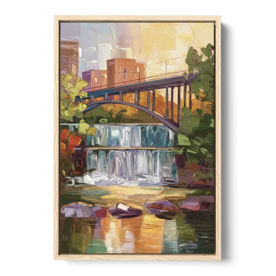 Greenville Historic Landmarks - Oak Framed Canvas Wall Art - Front