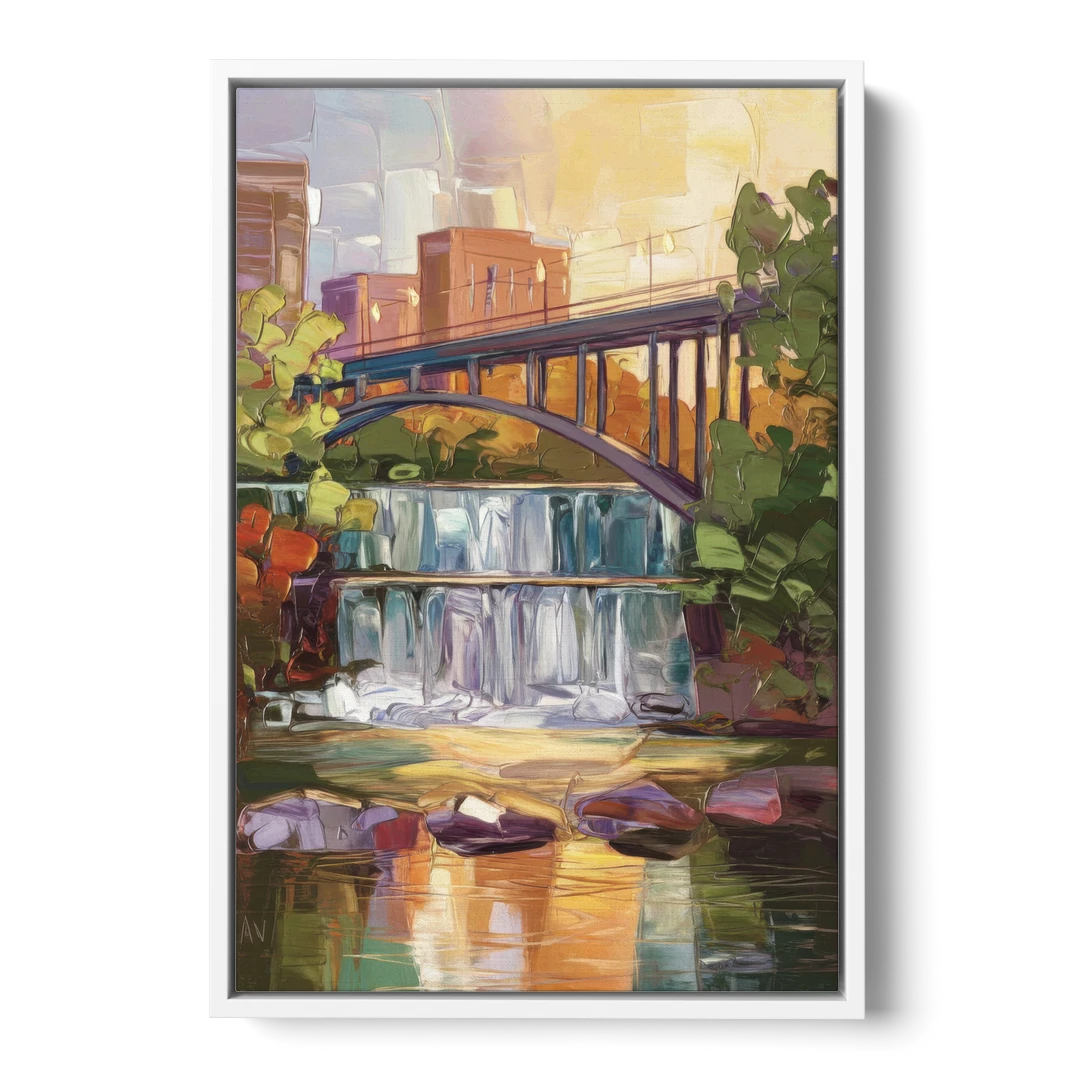 Greenville Historic Landmarks - White Framed Canvas Wall Art - Front