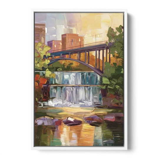 Greenville Historic Landmarks - White Framed Canvas Wall Art - Front