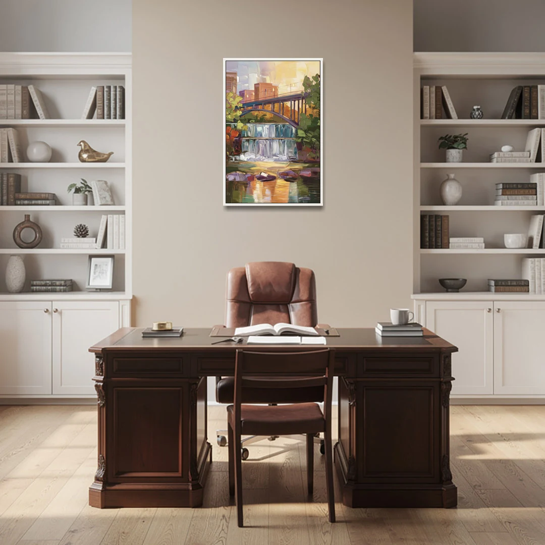Greenville Historic Landmarks - White Framed Canvas Wall Art - Office - 24x36