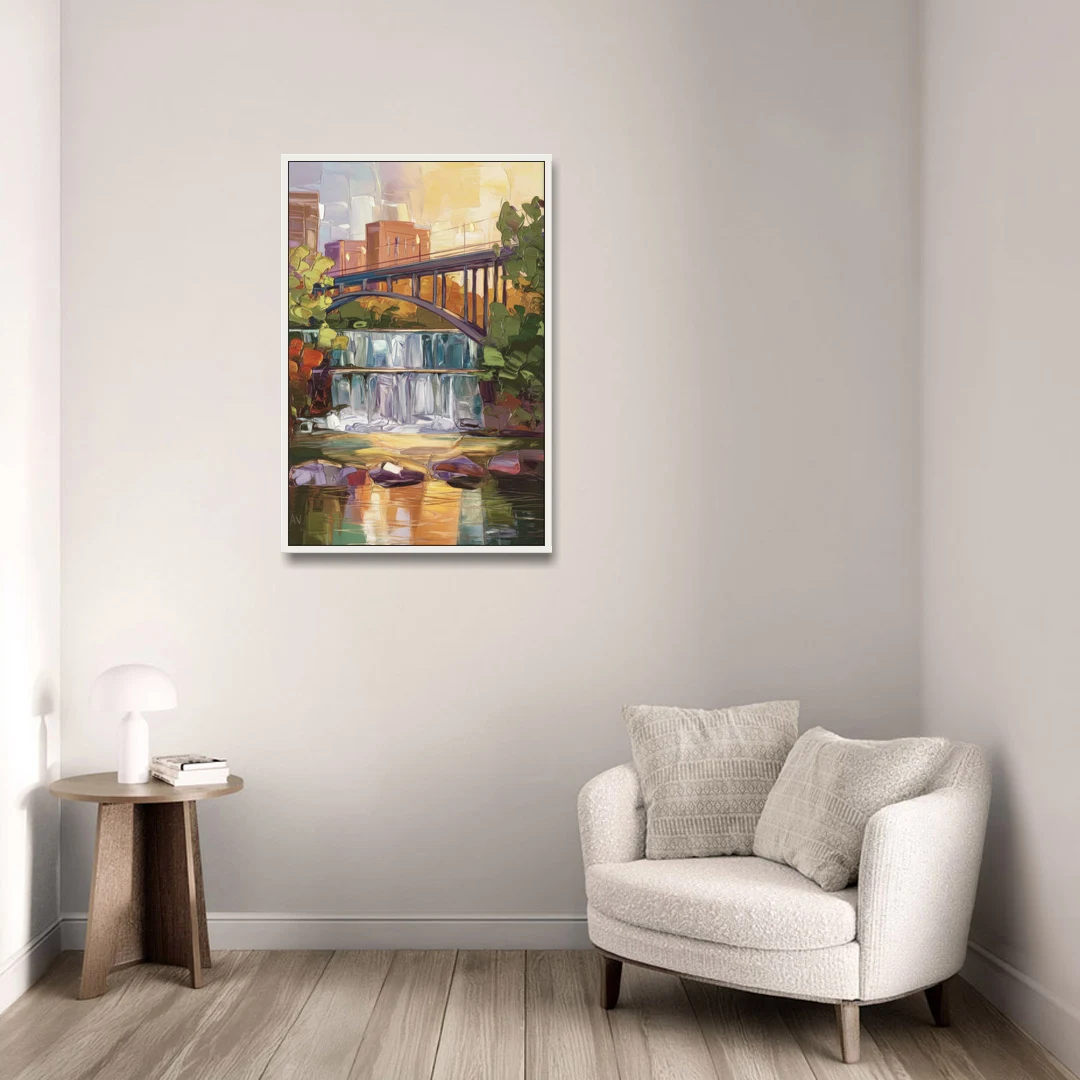 Greenville Historic Landmarks - White Framed Canvas Wall Art - Sofa - 24x36