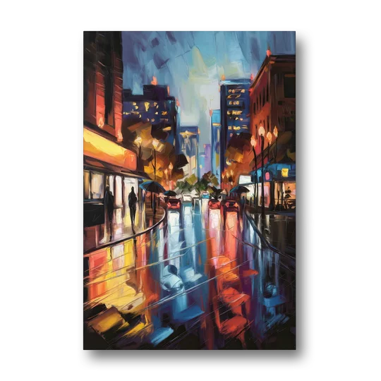 Greenville Night City Lights - Canvas Wall Art - Front