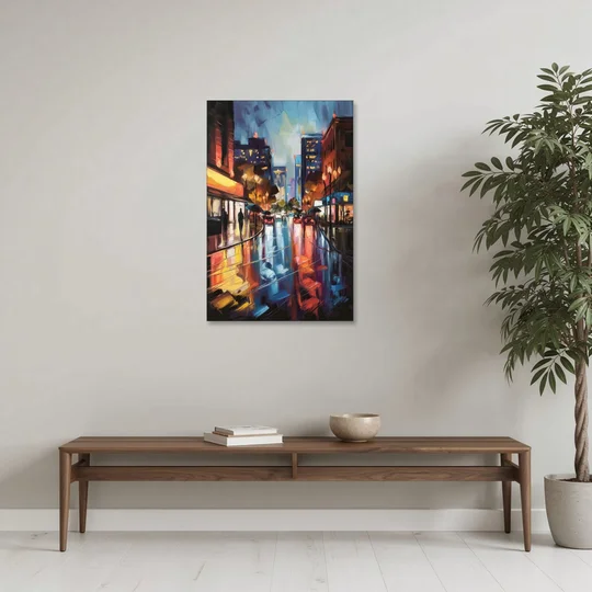 Greenville Night City Lights - Canvas Wall Art - Coffee Table - 24x36