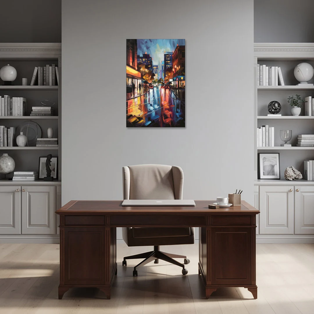 Greenville Night City Lights - Canvas Wall Art - Office - 24x36