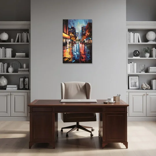 Greenville Night City Lights - Canvas Wall Art - Office - 24x36