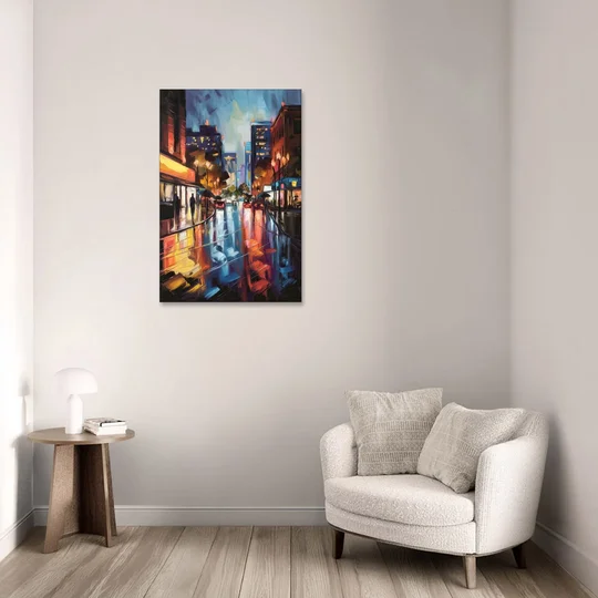 Greenville Night City Lights - Canvas Wall Art - Sofa - 24x36