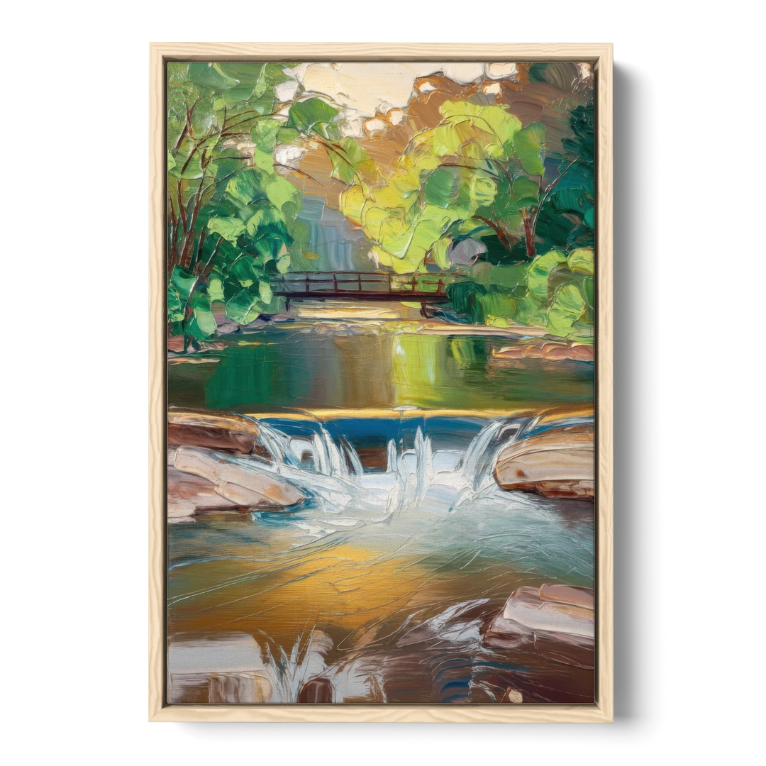 Greenville Reedy River Views - Oak Framed Canvas Wall Art - Front