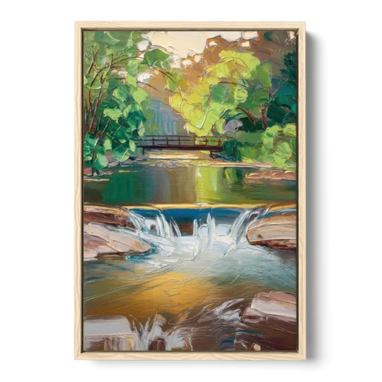 Greenville Reedy River Views - Oak Framed Canvas Wall Art - Front
